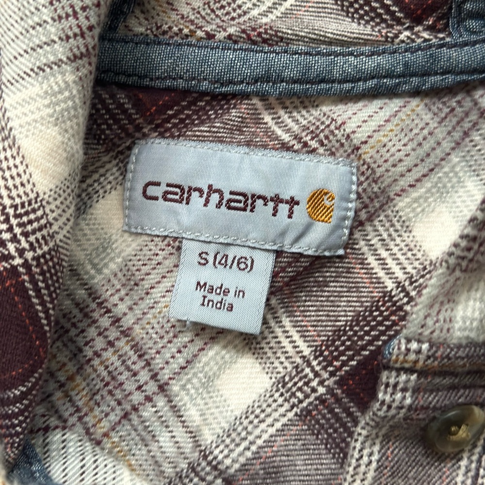 Carhartt Purple and White Casual Button Down Shirt with Hood - Picture 3 of 3